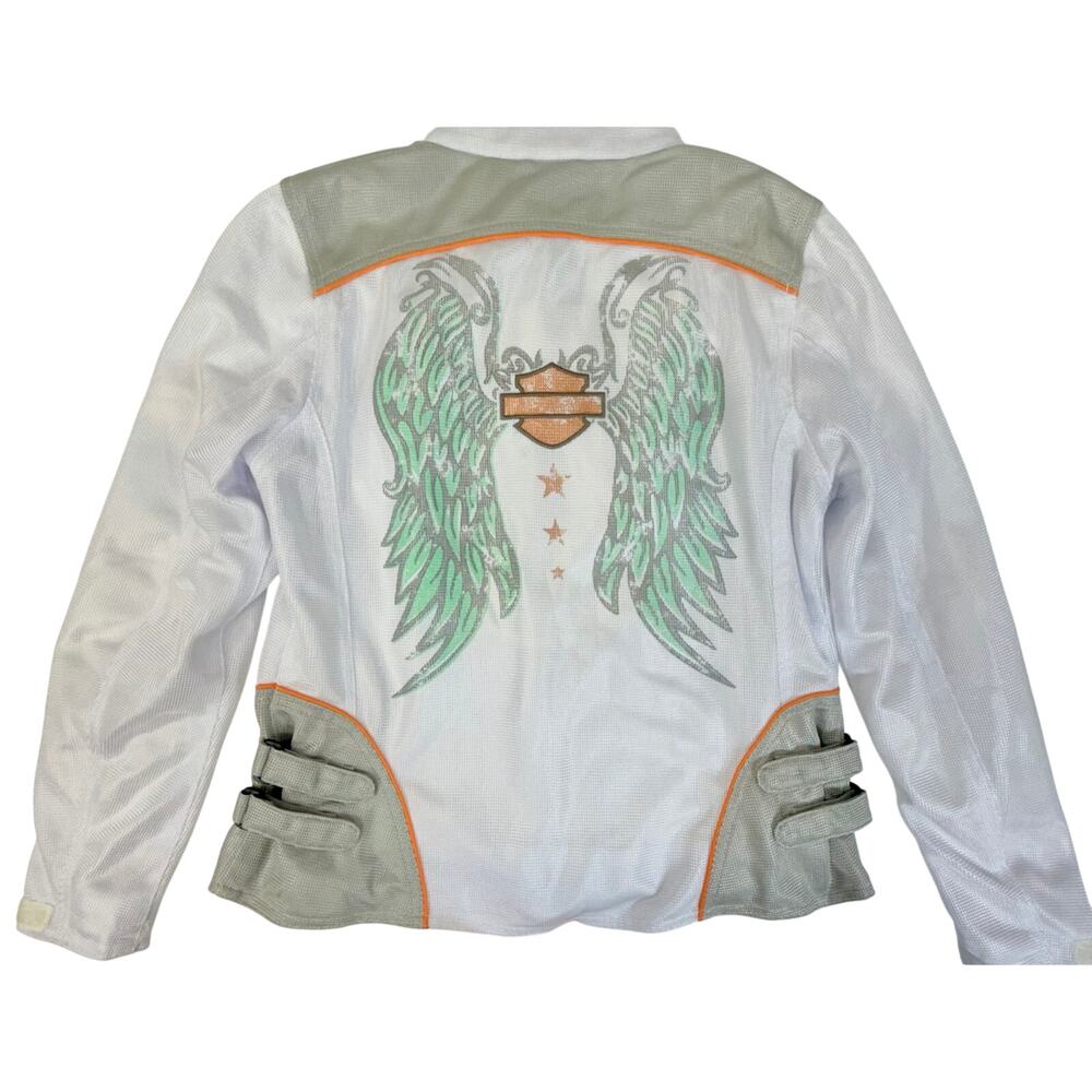 Harley Davidson Womens Riding Jacket L White Mesh Motorcycle MotorClothes Armor